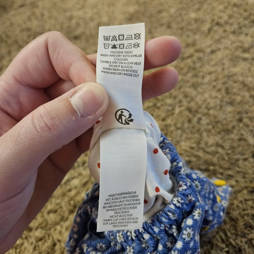 Baby Boden Floral Print Button Bubble Romper Blue White Yellow 12-18M 86cm